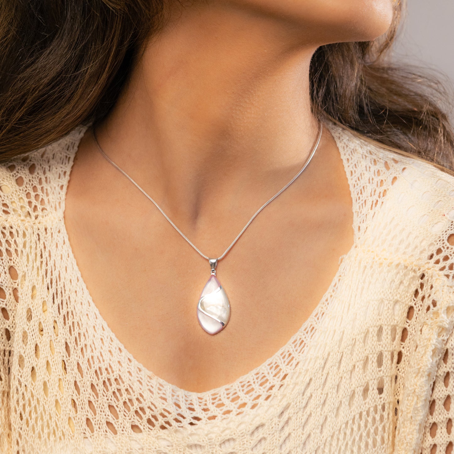 MOP And Silver Drop Pendant