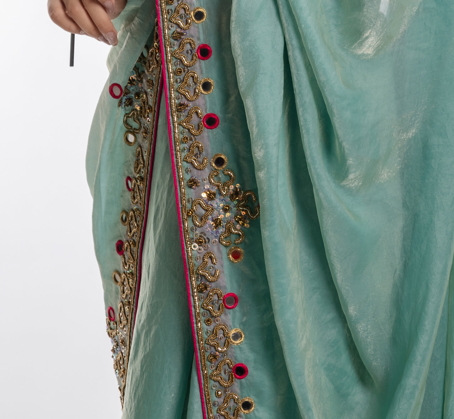 Verde Royale Hand Embroidery Saree