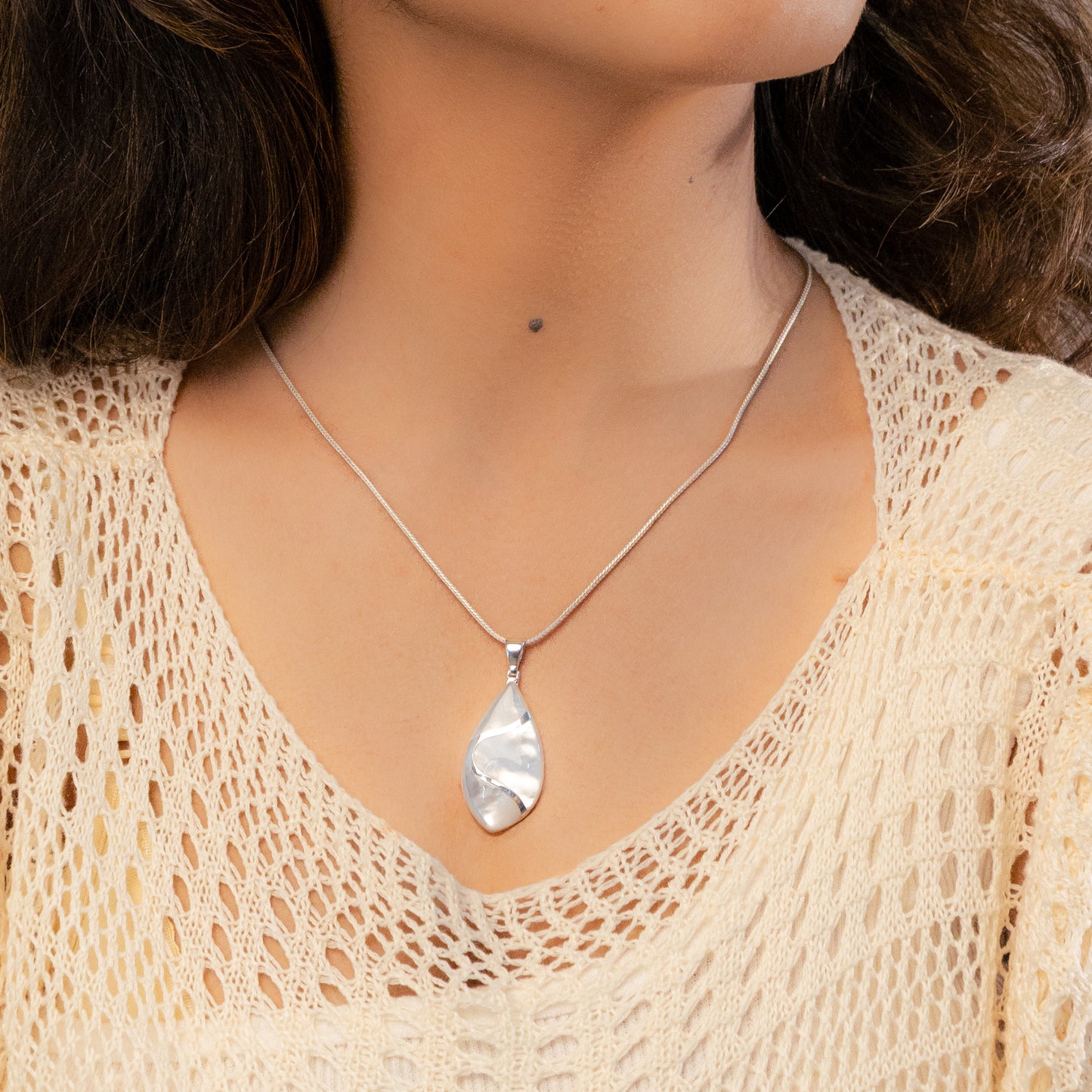 MOP And Silver Drop Pendant