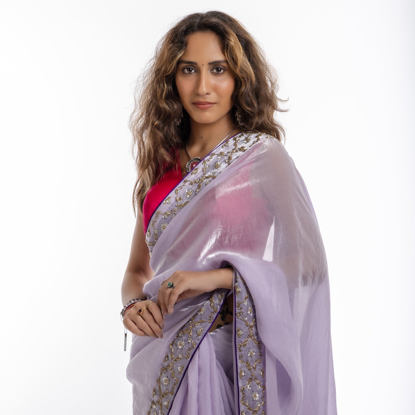 Lavender Élan Zardozi Hand embroidered Saree