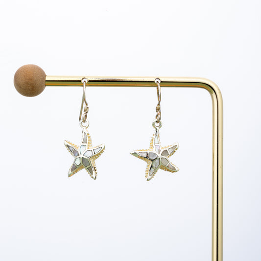 Starfish Earrings In MOP And Silver