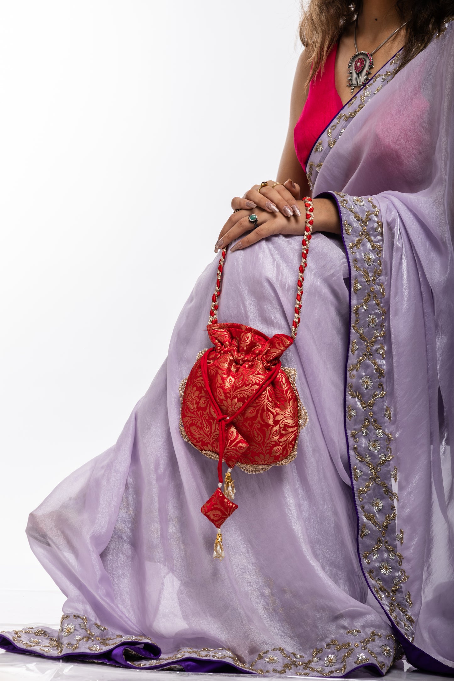 Red Brocade Potli