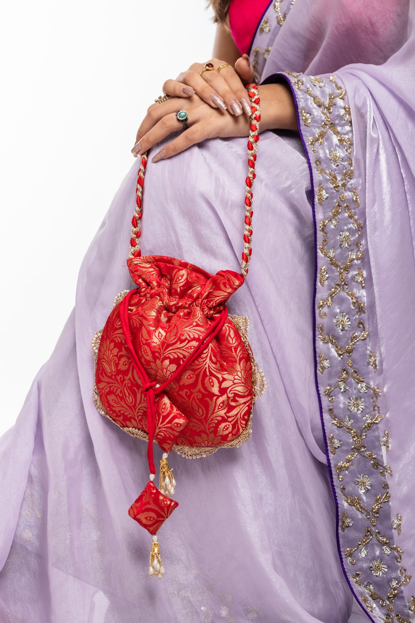Red Brocade Potli