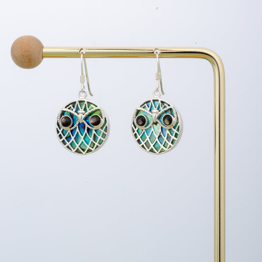 Little Owls MOP And Silver Earrings