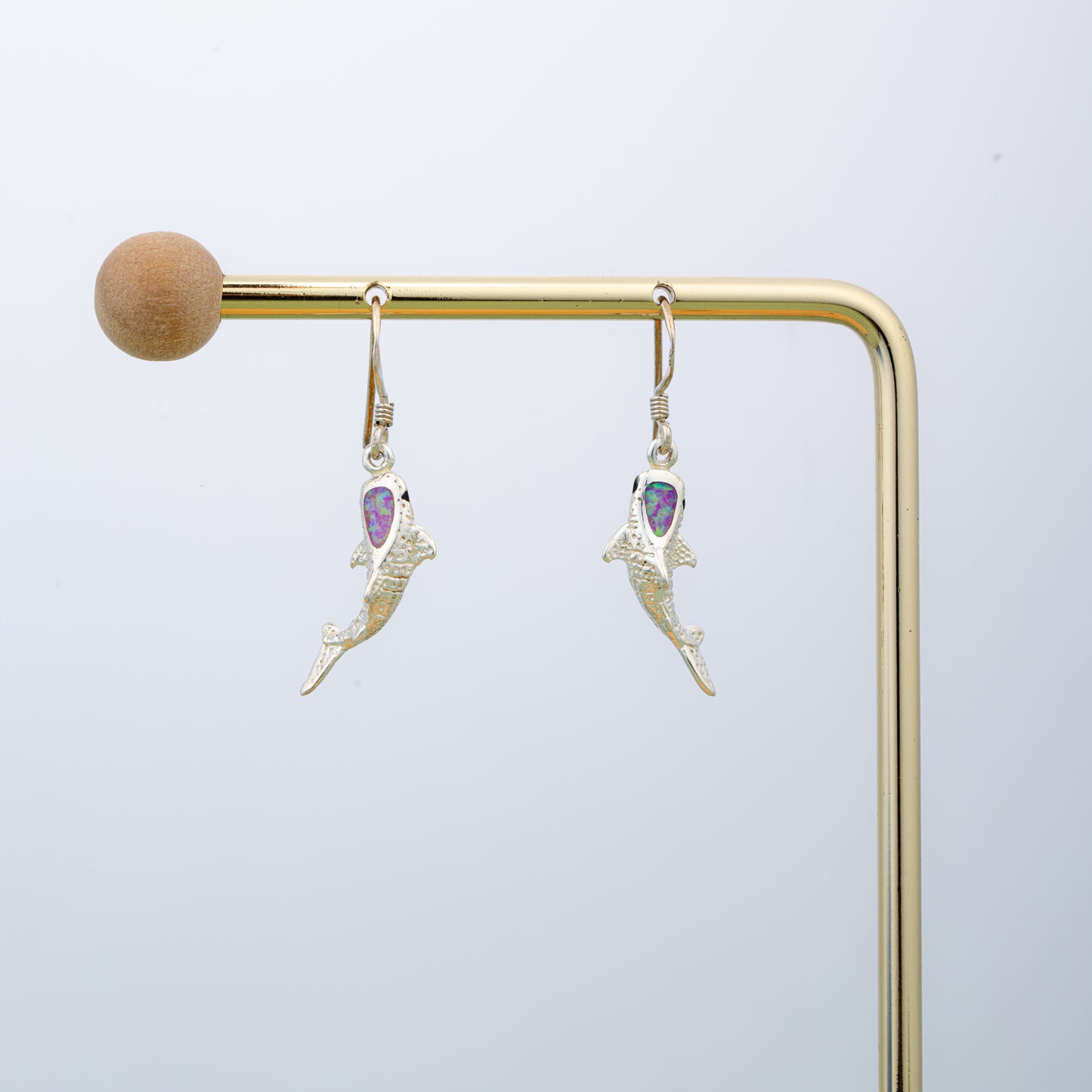 Opal And Silver Fish Earrings