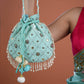 Firoza Hand Embroidered Silk Potli