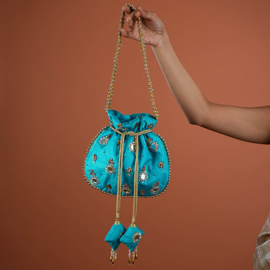 Neela Ambar Hand Embroidered Festive Potli