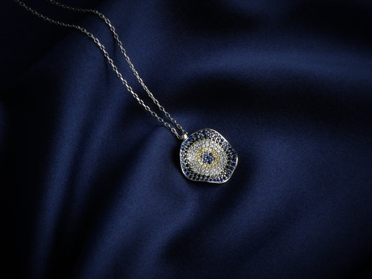 Flying Saucer Silver Zircon Necklace