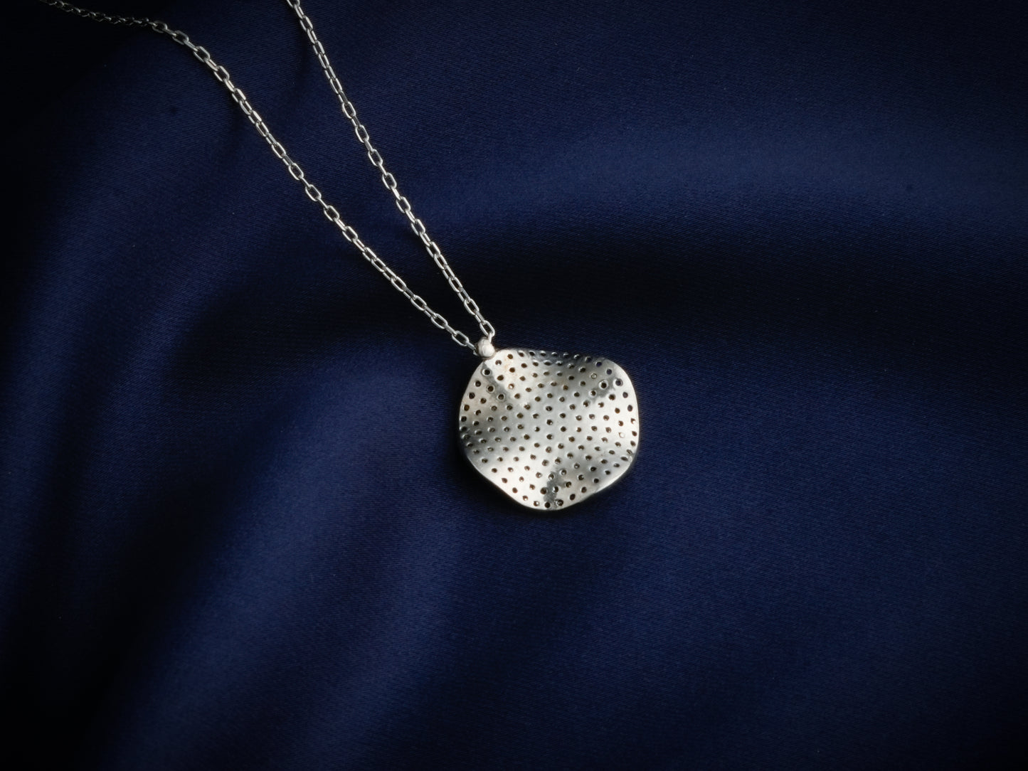 Flying Saucer Silver Zircon Necklace