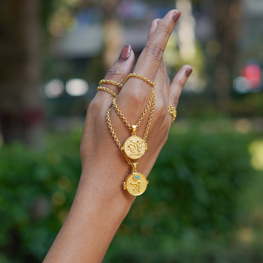 Golden Sagittarius Nakshtra Photo Locket