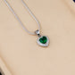 Silver Emerald Heart Pendant Set