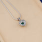 Silver Emerald Heart Pendant Set