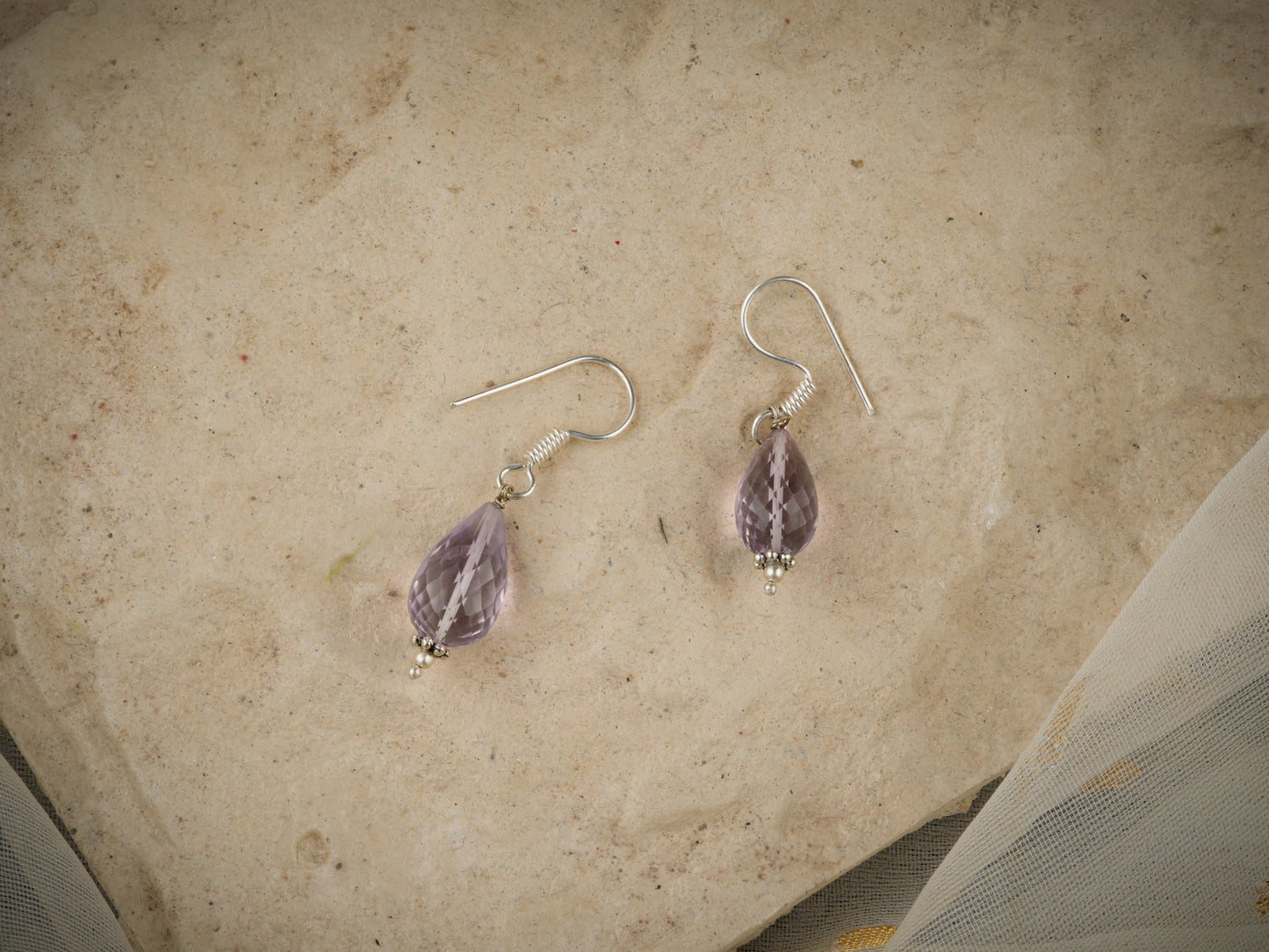 Delicate Amethyst Necklace With Drop Earrings