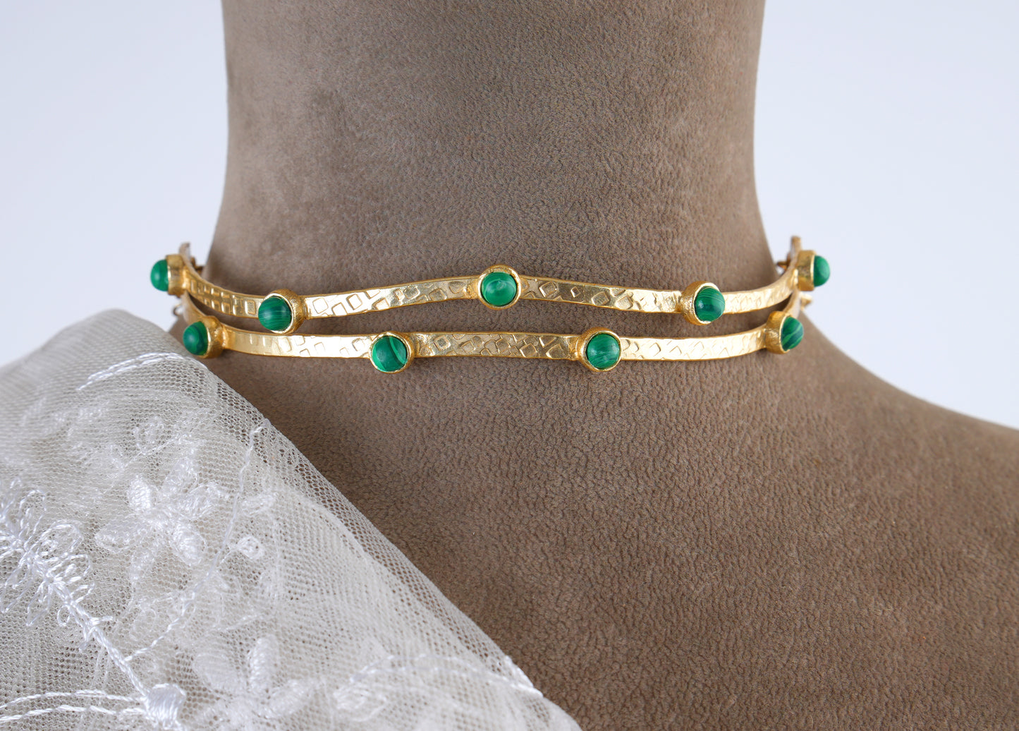 Malachite Choker with Hoops