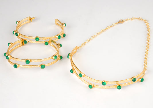 Malachite Choker with Hoops