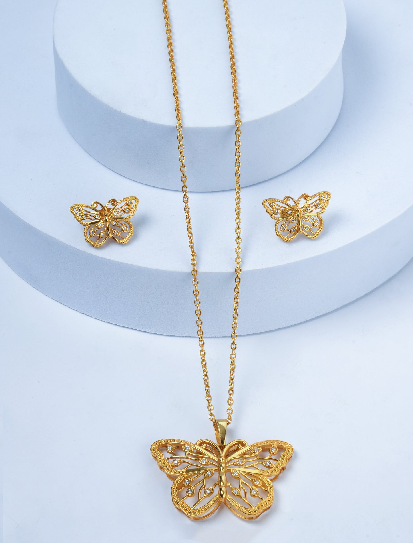 Beautiful Wings Gold Plated Butterfly Necklace Set