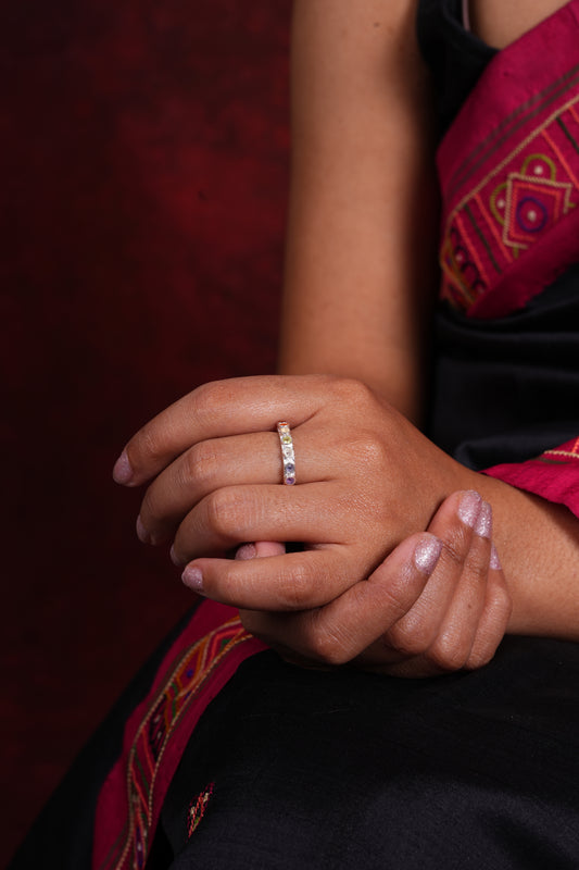 The Rainbow Silver Chakra Stones Ring