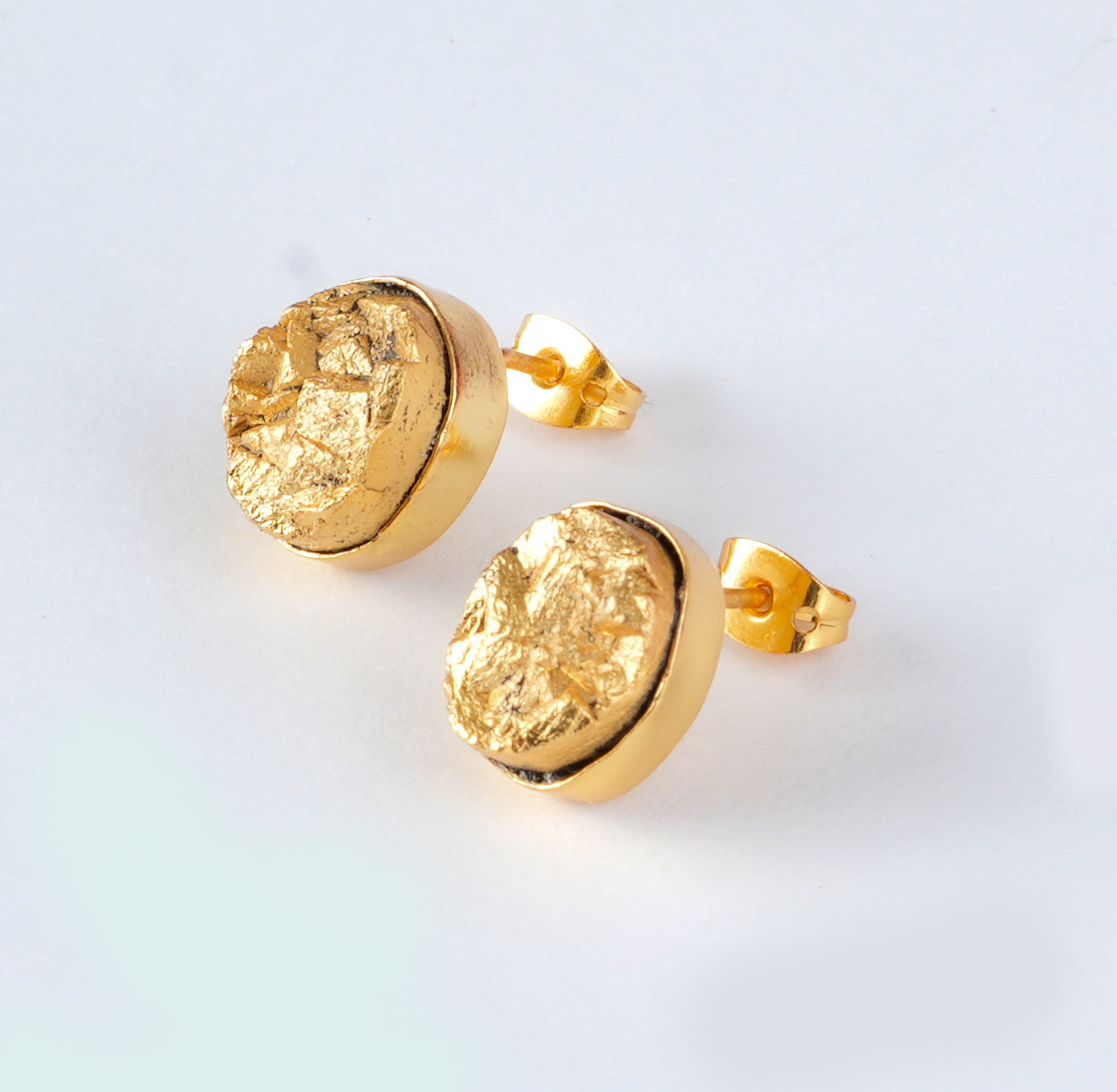 Gold-Dipped Pyrite Studs