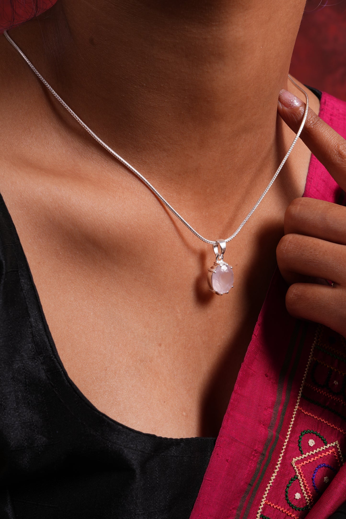 Rose Quartz  Pendant Necklace