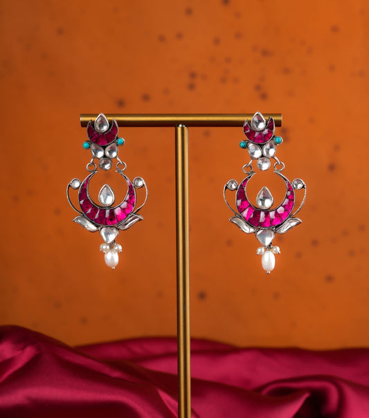 Swara Silver Kundan Earrings