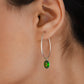 Emerald Green Drops Silver Hoops