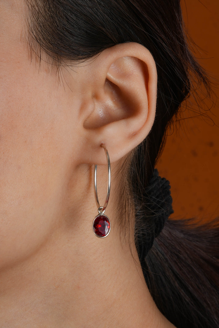 Ruby Red Drops In Silver Rings | Totapari Jewellery