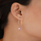 Pink Crystal Drops In Silver Hoops