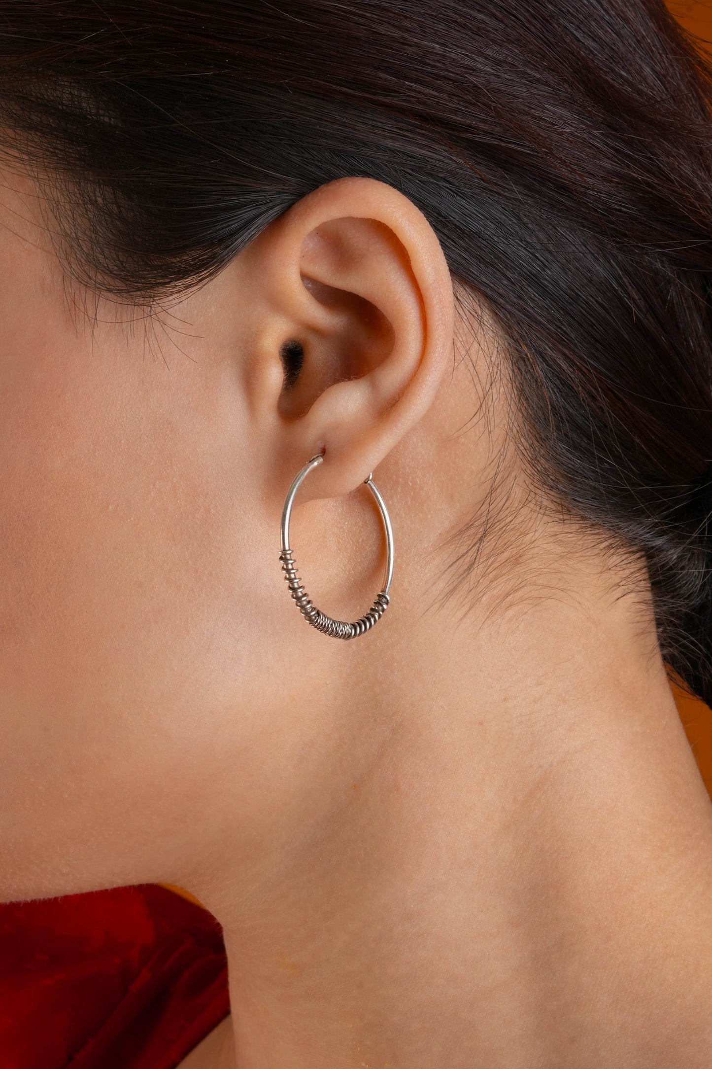 Wire Wrap Silver Hoops