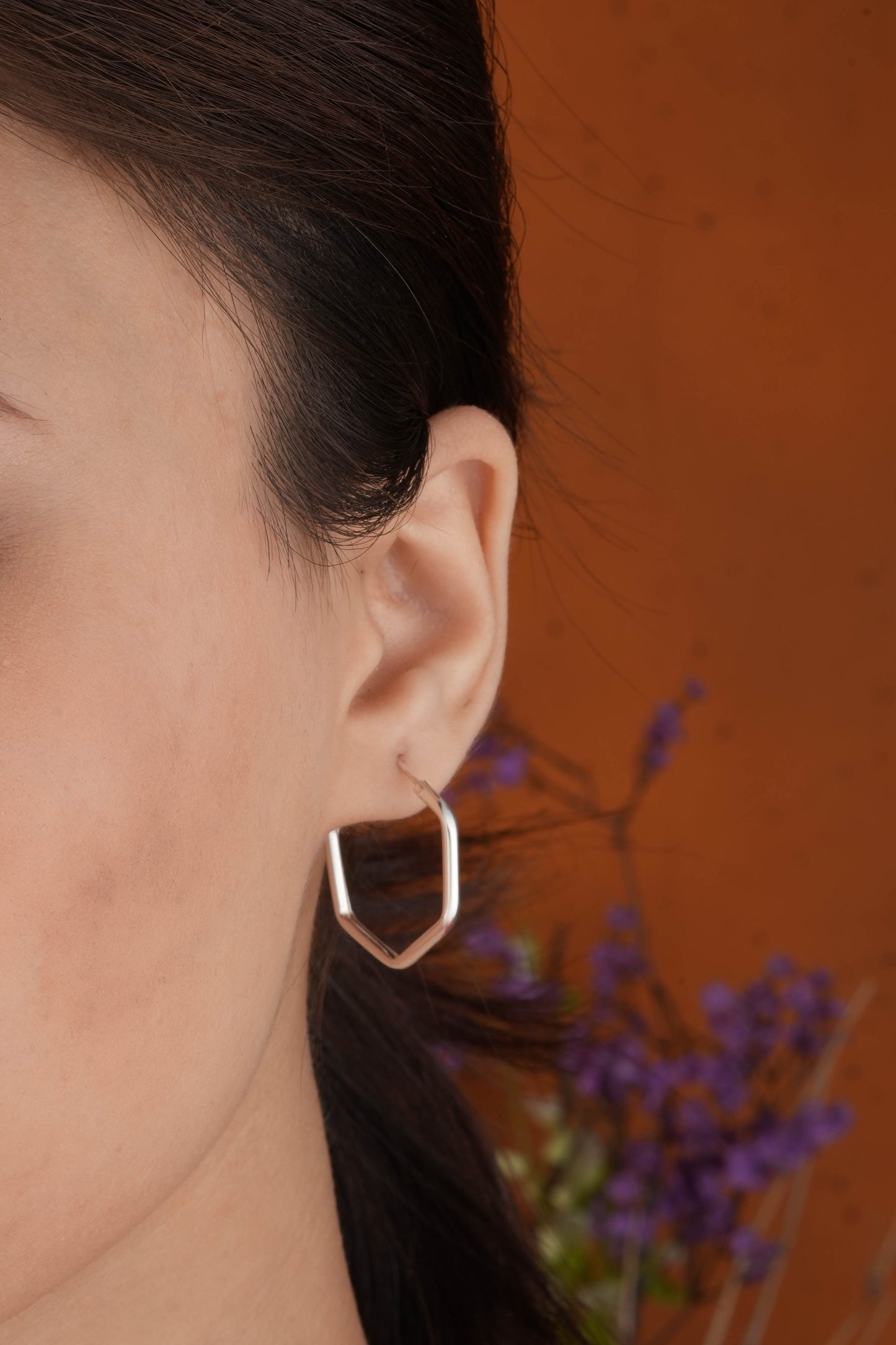 Silver Hexa Hoops