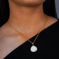 White Lotus Natural Stone Gold Plated Silver Set