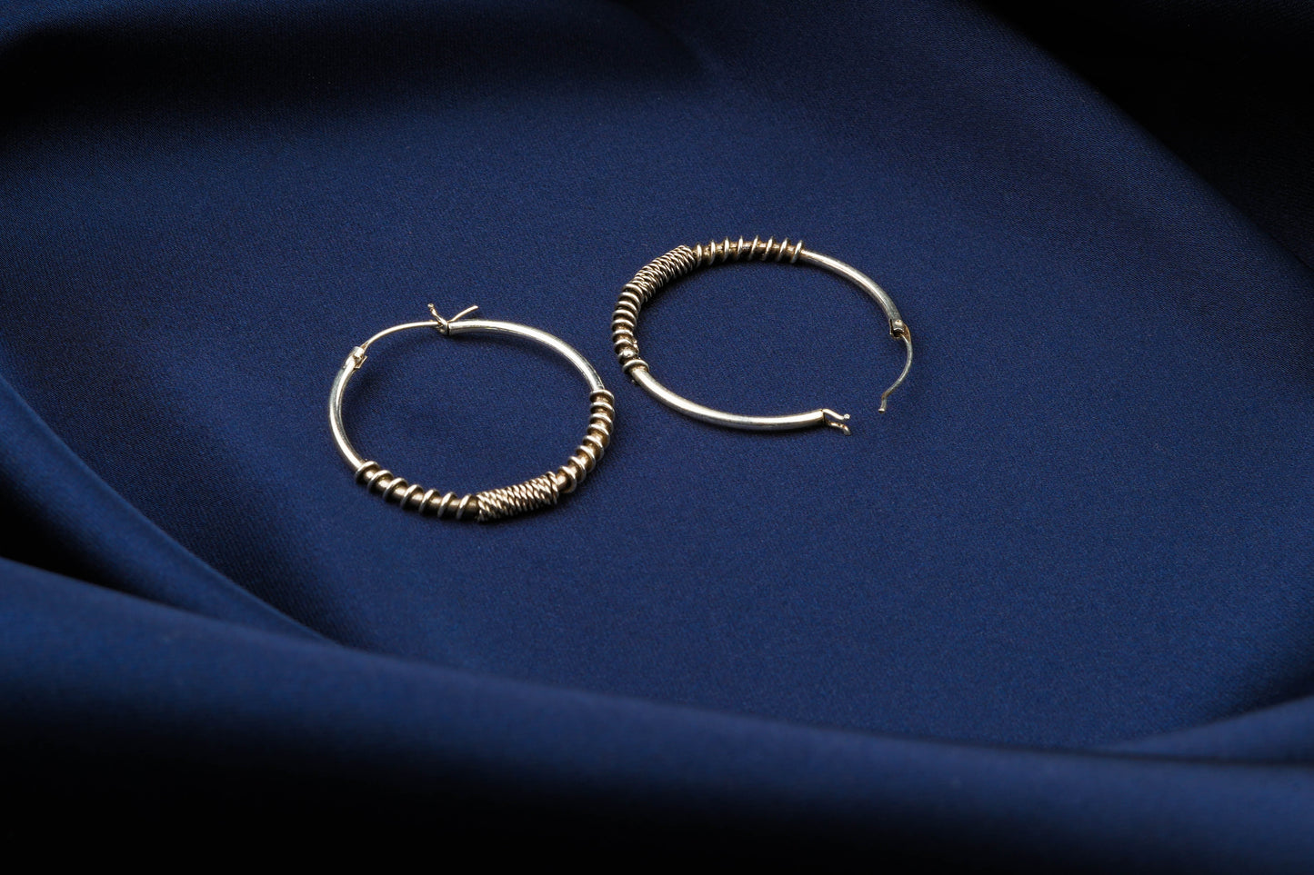 Wire Wrap Silver Hoops