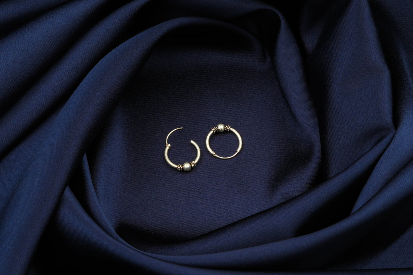 Ethnic Ball Silver Hoops
