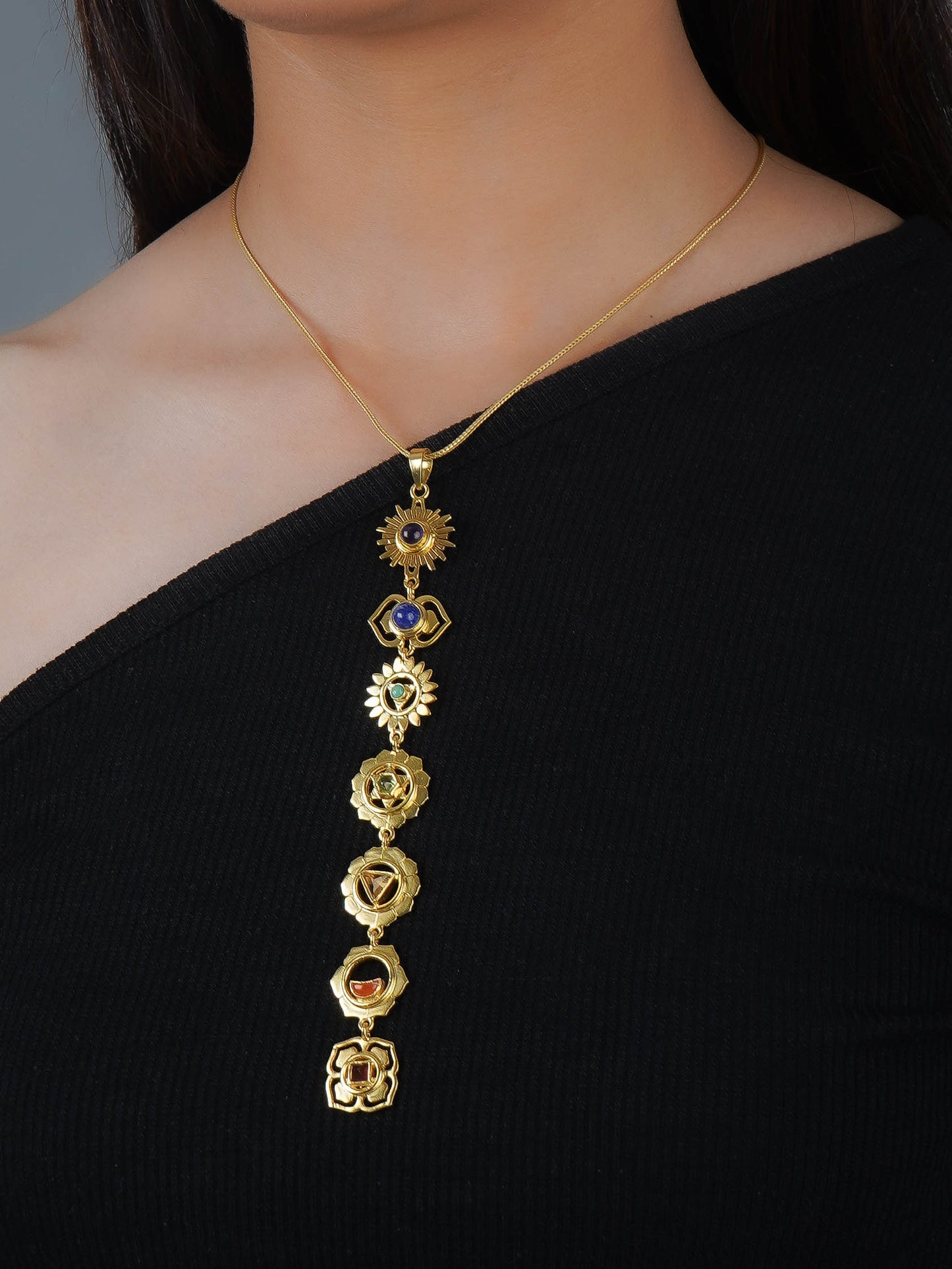 'Balance Your Life' Gold-Plated Seven Chakra Pendant