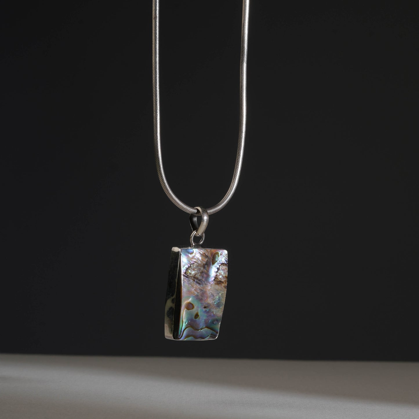 Abalone Rectangle Silver Pendant
