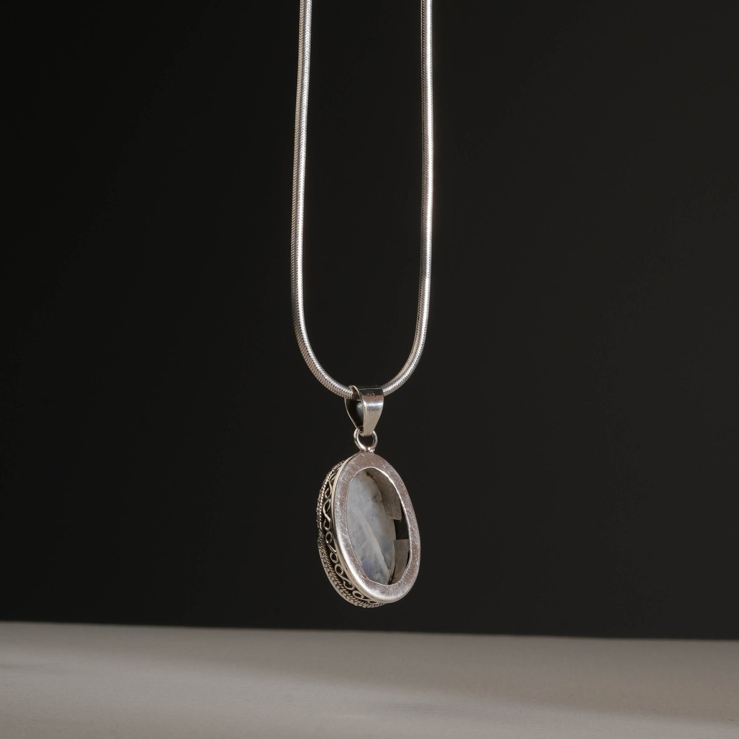 Lunar Grace: Moonstone Oval Pendant Necklace