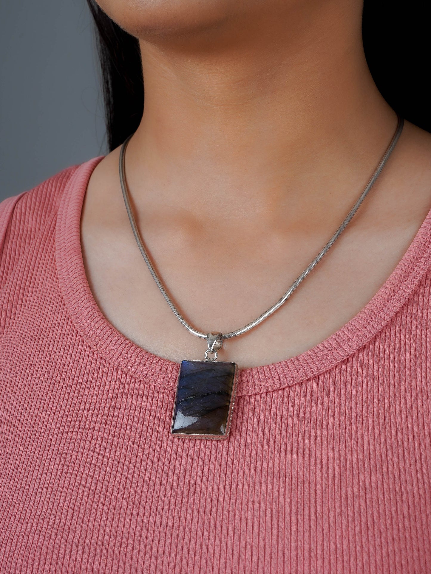 Cosmic Slate Labradorite Silver Pendant