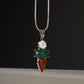 Shiva Eye Malachite and Red Jasper Silver Pendant