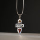 Shiva Eye Malachite and Red Jasper Silver Pendant