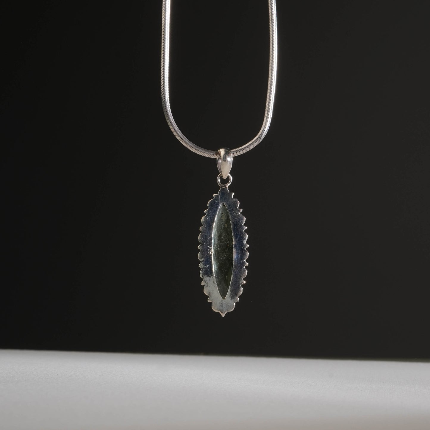 Teardrop Green Amethyst Silver Pendant