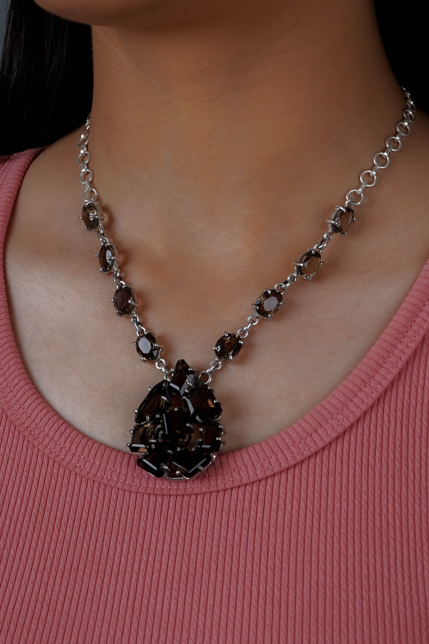 Smoky Quartz Designer Necklace Set