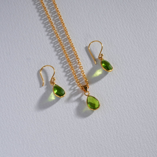 Minimal Peridot Pendant Set