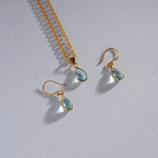 Minimal Aquamarine Pendant Set
