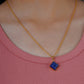 Square Carved Lapis Lazuli Silver Pendant Set