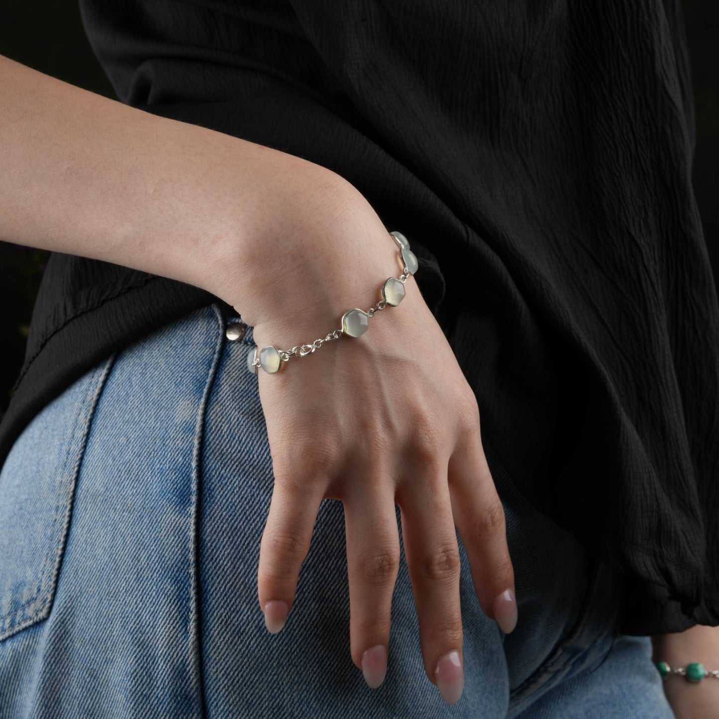 Chalcedony Silver Bracelet
