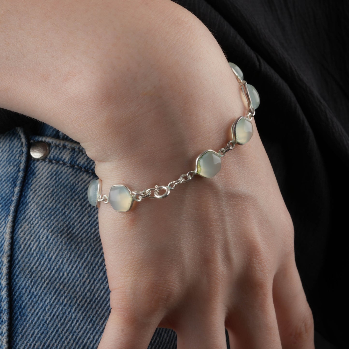 Chalcedony Silver Bracelet