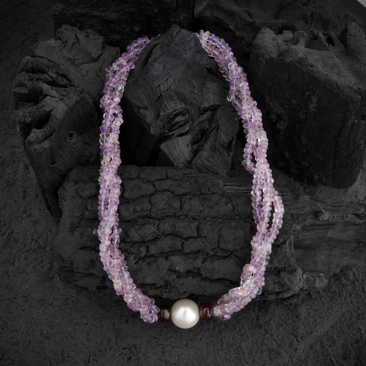 Amethyst Multi Strand Pearl Pendant Necklace Set – Totapari