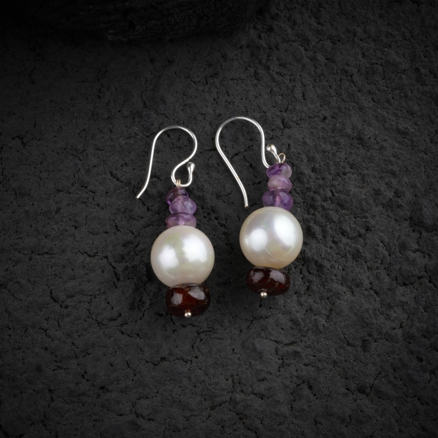 Amethyst Multi Strand Pearl Pendant Necklace Set