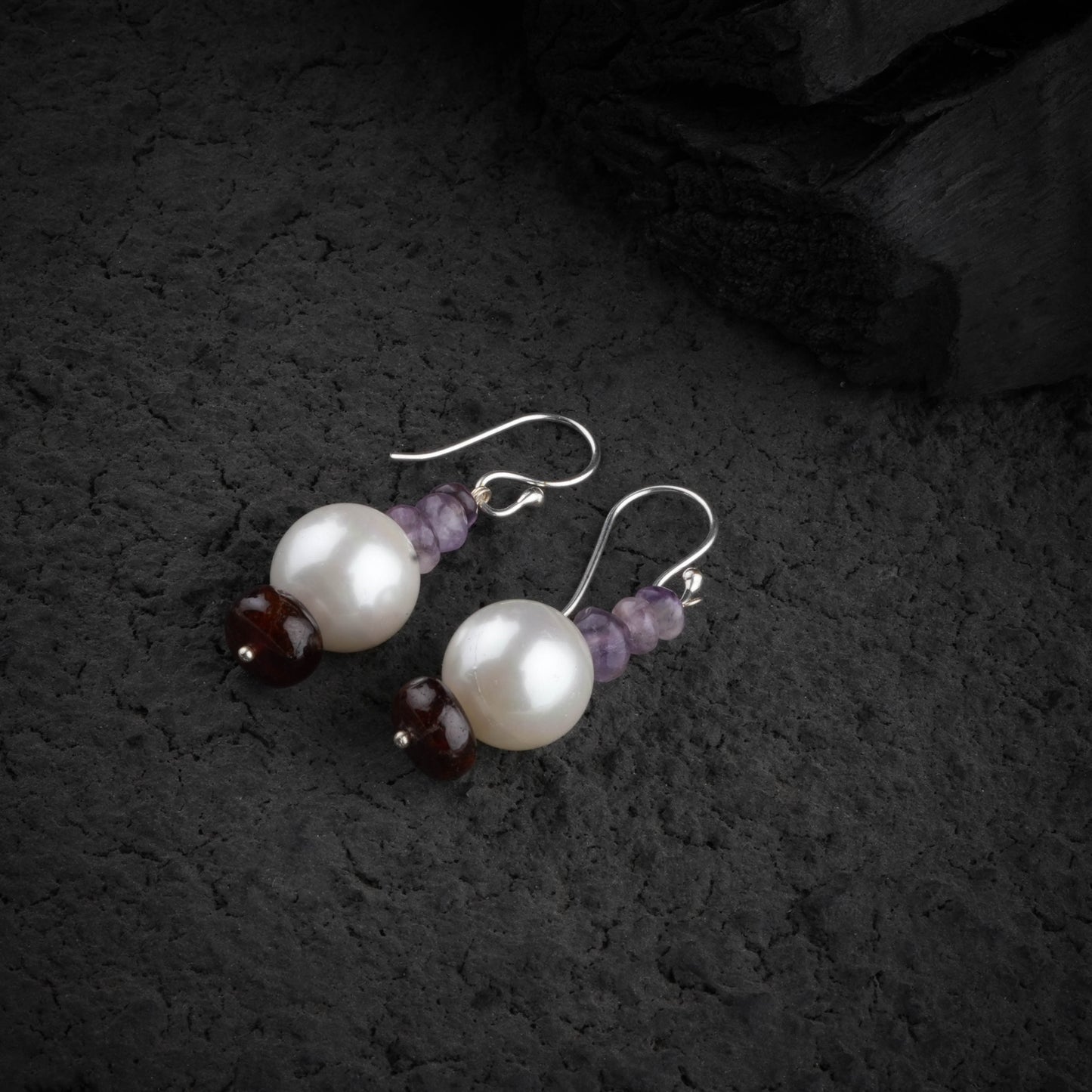 Amethyst Multi Strand Pearl Pendant Necklace Set