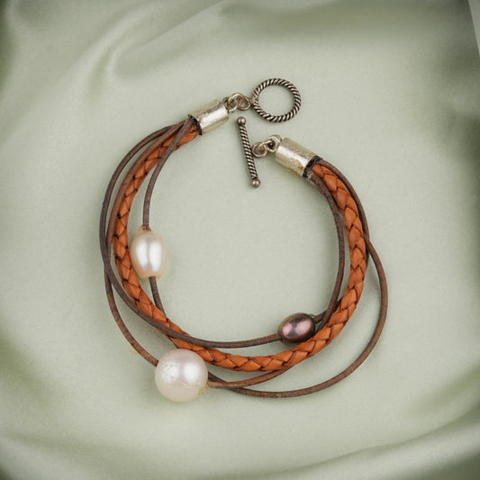 Boho Bliss Braided Leather Silver Bracelet