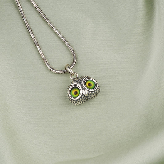 Happy Owl Silver Pendant